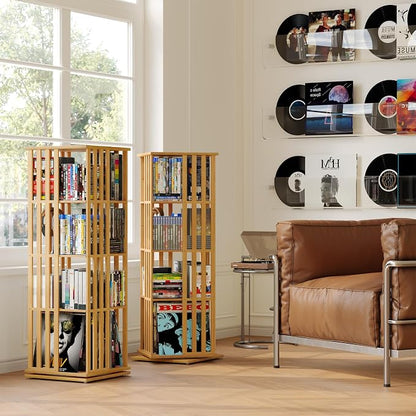 XIMN 360° Rotating Bamboo CD/DVD Shelf - Image 2