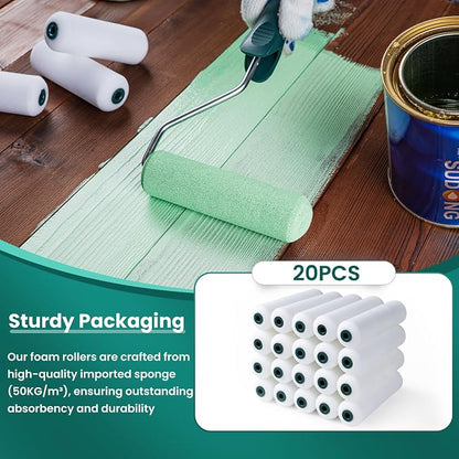 Foam Paint Roller, 20 Pack, 6 Inch Mini Paint Roller Covers, High Density Foam - Image 5