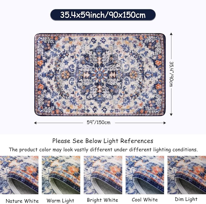 Lahome Bohemian Floral Medallion Area Rug - Image 2