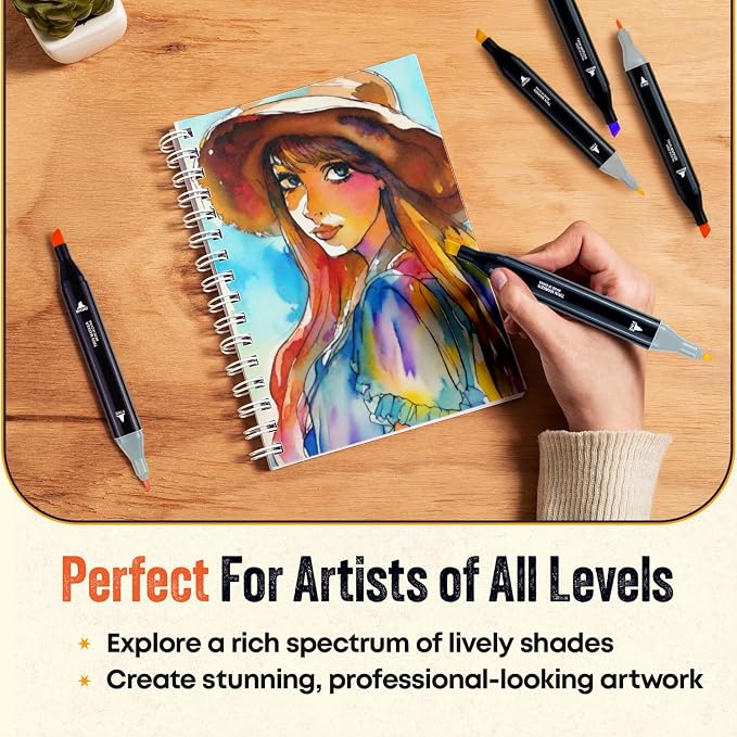 80-Piece Dual Tip Alcohol Markers Set - Image 6