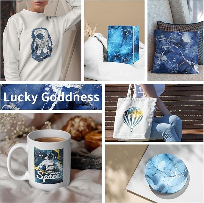 Sublimation Transfer Sheets for Heat Press Machine, 12x12 Inch Blue Marble - Image 4