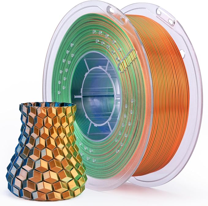 ELEGOO Silk PLA Filament Triple Colors Blue Green Orange, Shiny Tri-Color 3D by ELEGOO