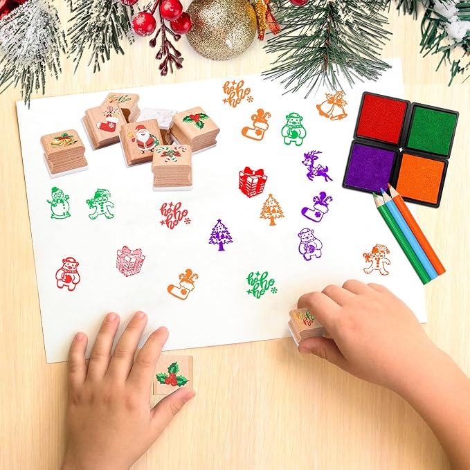 Christmas Stamps Set, Wooden Rubber Stamp - Image 7