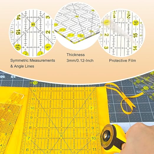 Quilting Ruler, 8 Piece Acrylic Quilting Templates, Sewing Ruler, Fabric - Image 6