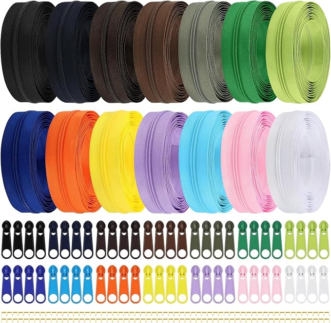 DOITEM 14 Colors Zippers by Yard, 3 mm Zipper 39 Meter 43.5 Yard Nylon Endless by DOITEM