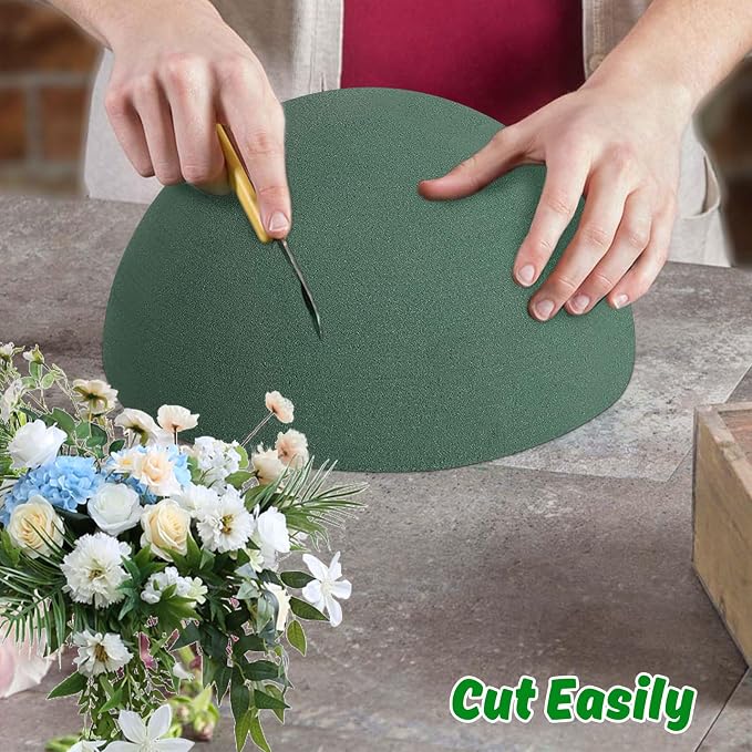 LOKIPA Floral Foam Round, 4 Pack Floral Dry Foam Half Ball Round Flower Foam - Image 3