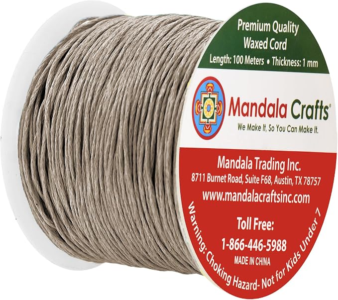 Mandala Crafts 1mm 109 Yards Taupe Cotton Waxed Cord - Image 2