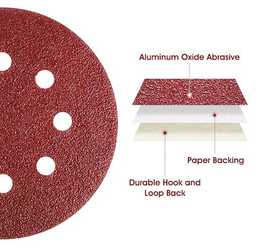 S SATC 5 Inch 8 Hole Hook and Loop Sanding Discs 60 Grit Random Orbit Sandpaper - Image 3