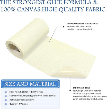 KING MOUNTAIN Canvas Iron on Patch, Waterproof 100% Cotton Fabric Repair Patch - Image 2