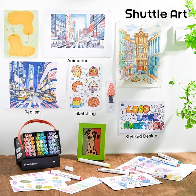 Shuttle Art Pastel Alcohol Markers Brush tip, Dual Tip Brush & Chisel Tip Art - Image 6