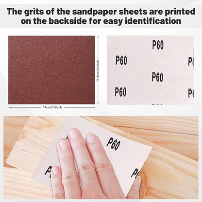 1/4 Sandpaper Sheet – 4-1/2” x 5-1/2”, P60 Grit, Plain Backing - Image 4