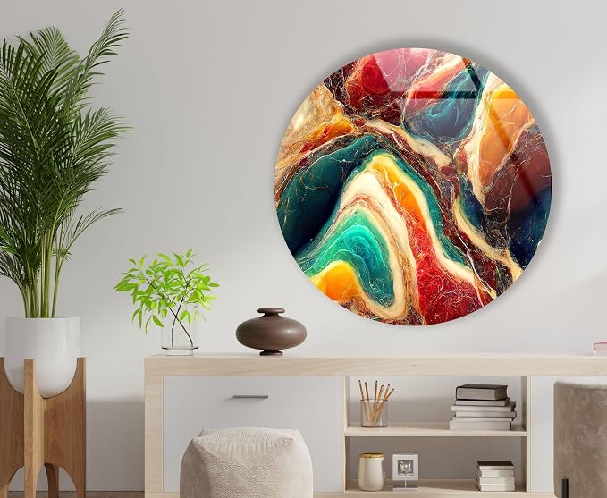 My Photostation.com 20'' Diameter Colorful Marble Swirl Round Wall Art Abstract - Image 3