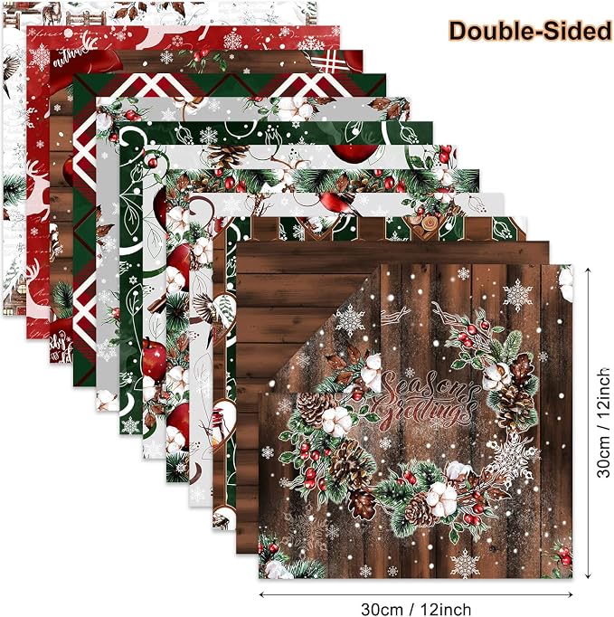 Christmas Scrapbook Paper 12×12, Merry Christmas Tree Deer Patterned Paper - Image 5
