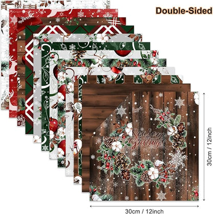 Christmas Scrapbook Paper 12×12, Merry Christmas Tree Deer Patterned Paper - Image 5