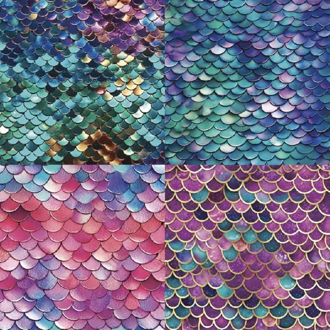Mermaid Themed Scrapbook Paper Pad 6x6 inches, Single-Sided Scales and Seashell - Image 2