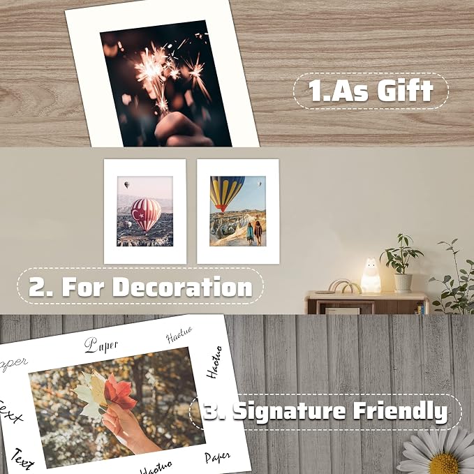 HOTUO 10 Pack Acid Free Ivory Picture Frame Mats, Pre-Cut 11x14 Picture Mats - Image 3
