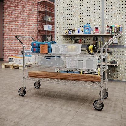 18" W x 48" L x 36" H Chrome Heavy Duty Utility Cart | 3-Tier | NSF Commercial - Image 4