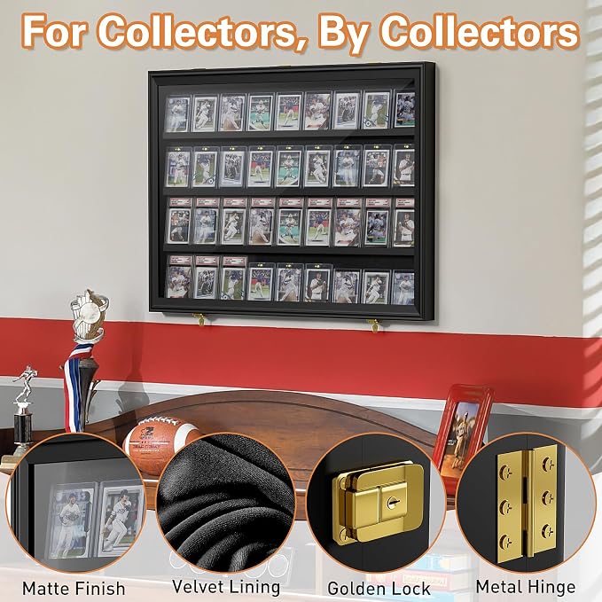 Mlikero Baseball Card Display Case, 36 Graded Card Display Frame Lockable - Image 4