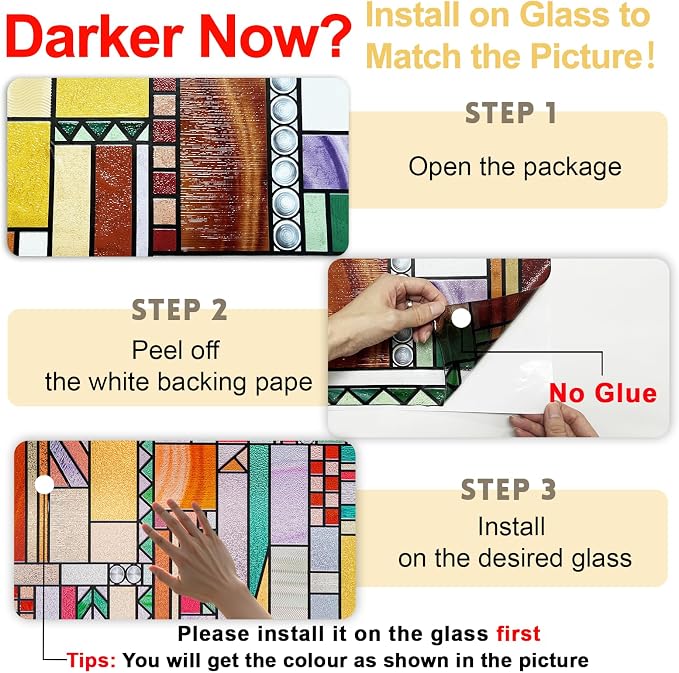 3D Stained Glass Window Privacy Film, Heat Control UV Blocking Static Cling - Image 4