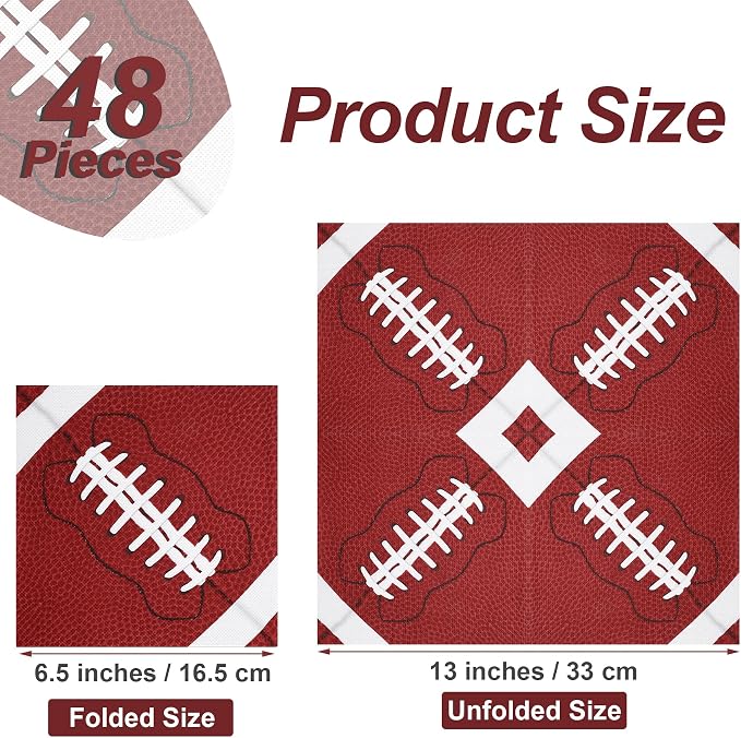 Aodaer 48 Pieces Football Paper Napkins Disposable Football Party Napkins - Image 2