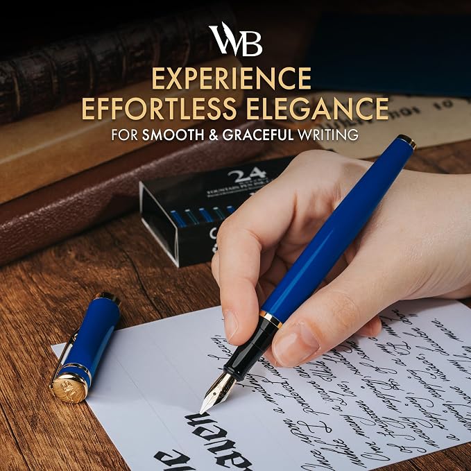 Wordsworth & Black Fountain Pen Set, 18K Gilded Broad Nib, Includes 24 Pack Ink - Image 2