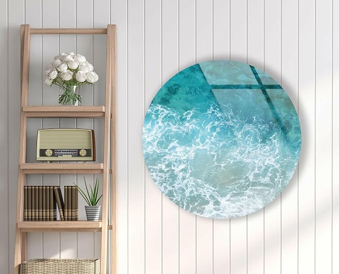 My Photostation.com 31.5'' Diameter Sea Waves Round Glass Wall Art Tempered - Image 6
