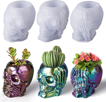 LET'S RESIN Skull Resin Molds, See-no 3 Pcs Skull Silicone Molds by LETSRESIN