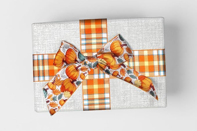 2 Rolls 2.5 Inch x 10 Yards Thanksgiving Fall Wired Ribbon - Image 5