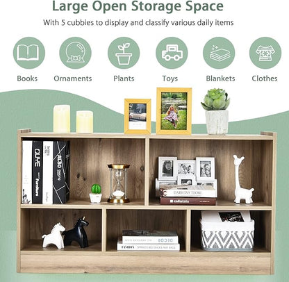 Tangkula 5 Cube Bookcase, 2 Tier Wooden Storage Open Bookshelf, Kid's Playroom - Image 6