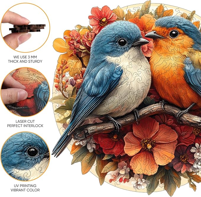 Wooden Jigsaw Puzzles -Twin Birds Wooden Puzzles - Image 2