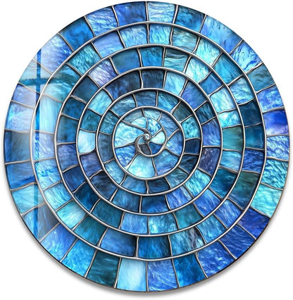 My Photostation.com 31.5'' Diameter Blue Aqua Spiral Harmony Round Glass Wall - Image 6