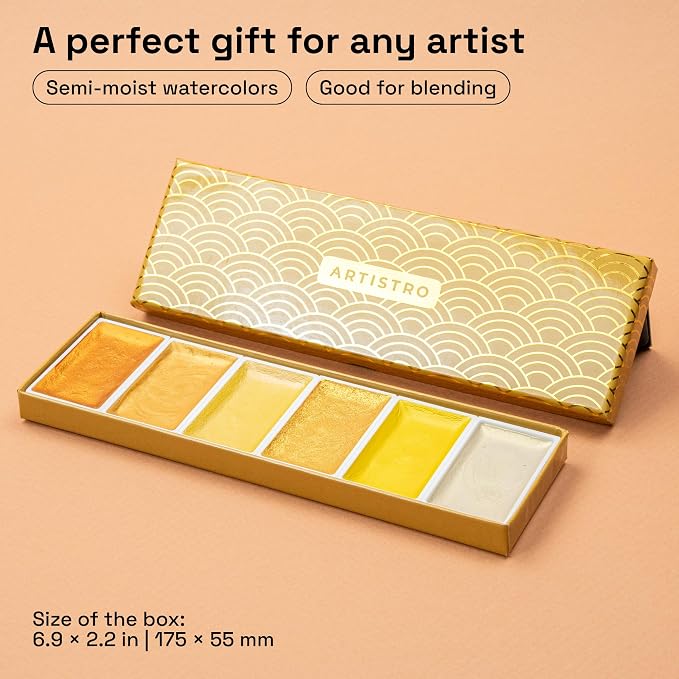 ARTISTRO Professional Metallic Watercolor Paint Set - Image 2