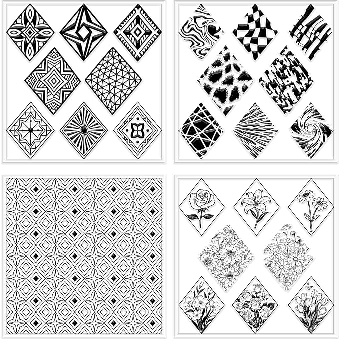 CHGCRAFT 4 Pcs Rhombus Pattern Polymer Clay Texture Sheets Abstract Art - Image 8