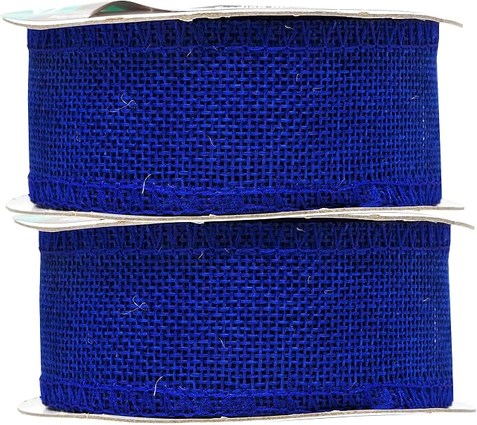 Mandala Crafts Royal Blue Burlap Ribbon 1.5 Inches Wide Jute Ribbons - Image 2