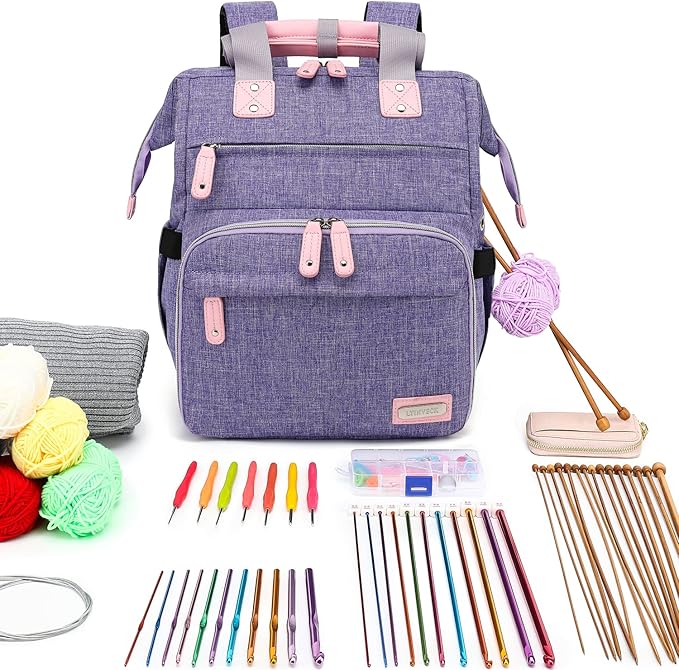 Crochet Backpack, Knitting Bag Backpack Yarn Storage Organizer Travel Crochet - Image 2
