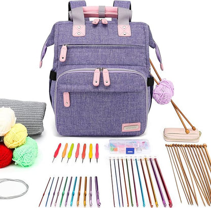 Crochet Backpack, Knitting Bag Backpack Yarn Storage Organizer Travel Crochet - Image 2