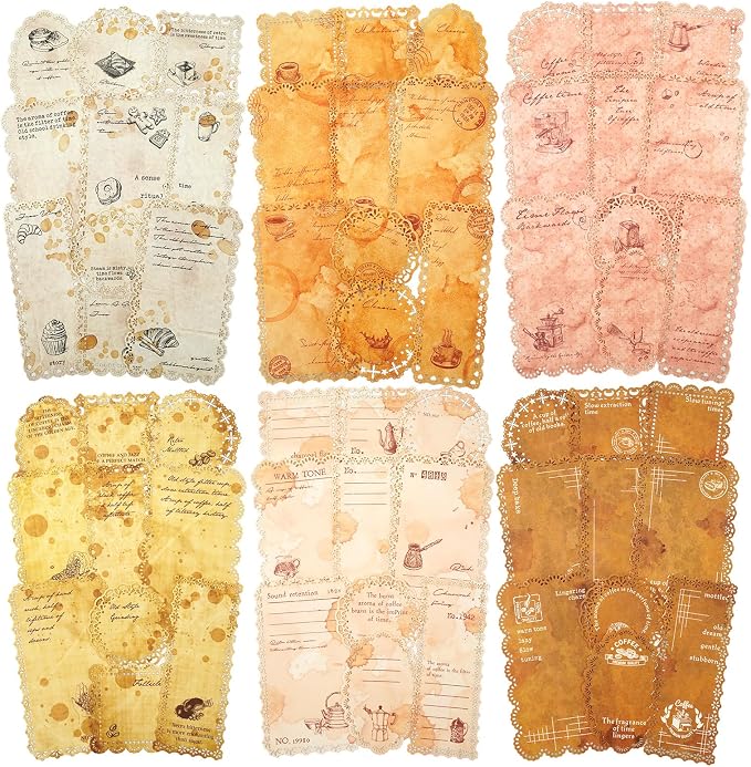 Coffee-Themed Lace Paper Set, DIY Crafts, Card Making, and Planners by Auriicleaf
