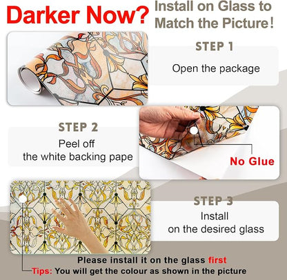 3D Stained Glass Window Privacy Film, Heat Control UV Blocking Static Cling - Image 2
