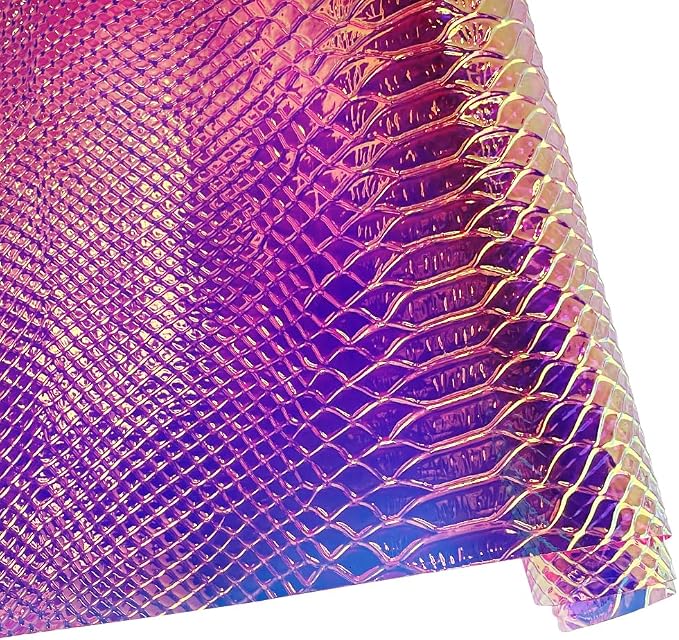 ONEART | Iridescent Transparent Embossed Vinyl Holographic Blue Clear PVC Vinyl by ONEART