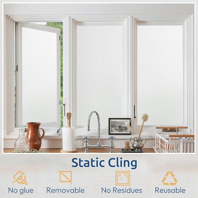 rabbitgoo Window Privacy Film, Non-Adhesive Frosted Glass Window Film - Image 5