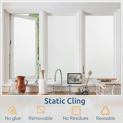 rabbitgoo Window Privacy Film, Non-Adhesive Frosted Glass Window Film - Image 5