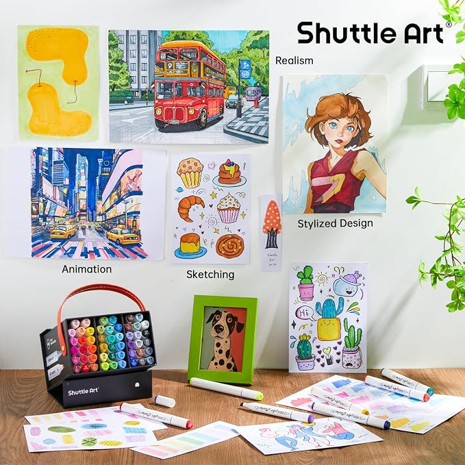 Shuttle Art Alcohol Markers Brush tip, Dual Tip Brush & Chisel Tip Art Marker - Image 5
