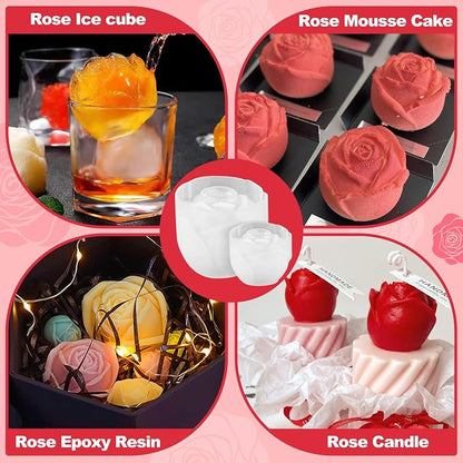 2 Pack Rose Candles Molds for Candle Making, 3D Rose Flower Silicone Molds for - Image 6