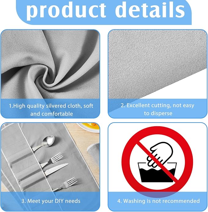 Jecery 1.1 Yard Anti Tarnish Silver Cloth by the Yard, Luxury Jewelry Silver - Image 3