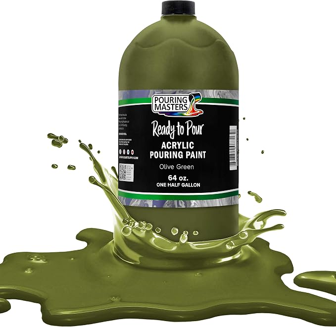 POURING MASTERS Olive Green Acrylic Ready to Pour Pouring Paint by Pouring+Masters