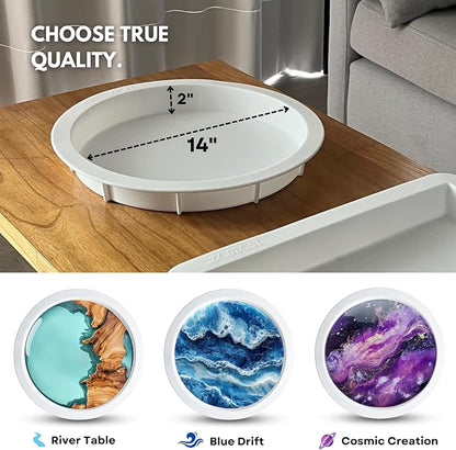 Alaskey® Premium Round Resin Table Silicone Mold 14"x2" | Durable, No Seal - Image 4