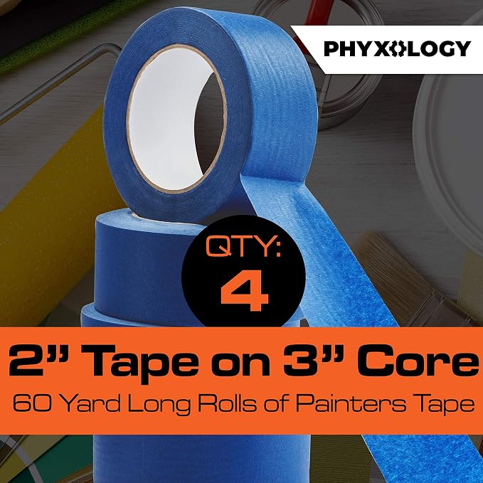No-Residue Blue Painters Tape 2 inch 4x 60 Yard Roll. Easy-Tear, Pro-Grade - Image 3