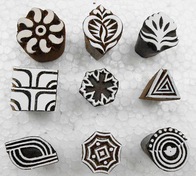 Wholesale Lot of 9 Wooden Block Stamps by CraftsofIndia