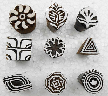 Wholesale Lot of 9 Wooden Block Stamps by CraftsofIndia