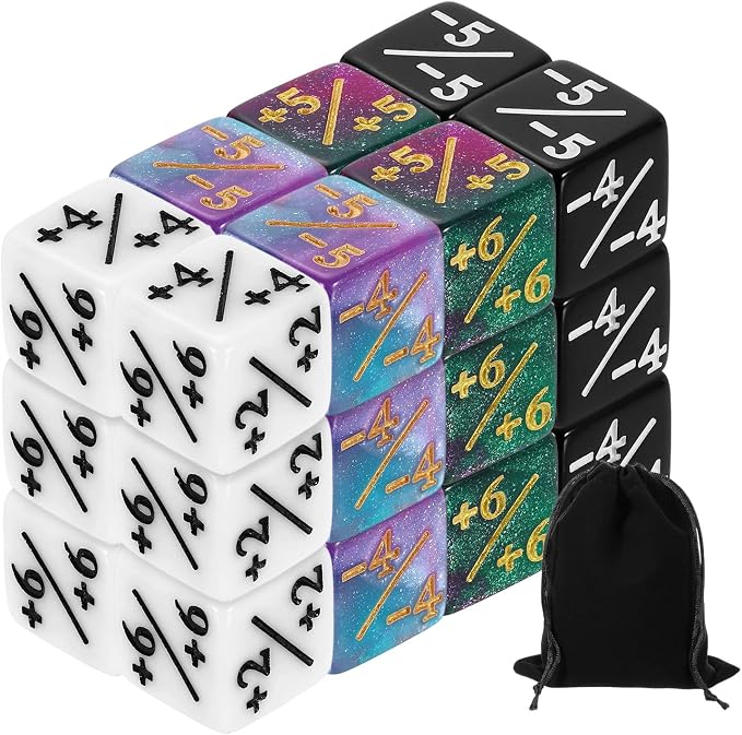 uxcell 24Pcs Magic Dice Counters, Acrylic D6 Life Token Dice Set by uxcell